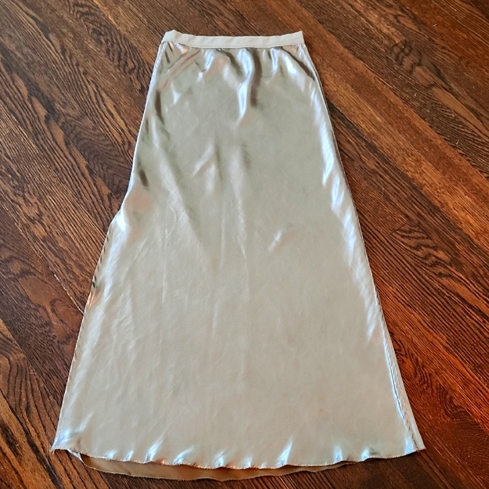 Free People Gold Maxi Slip Skirt